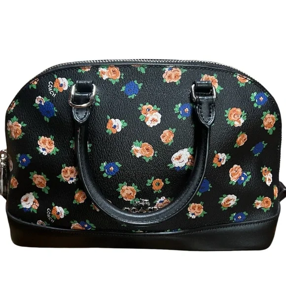 Beautiful COACH Black Floral Handbag Mini Tote Bag See Description NWOT - Picture 1 of 13